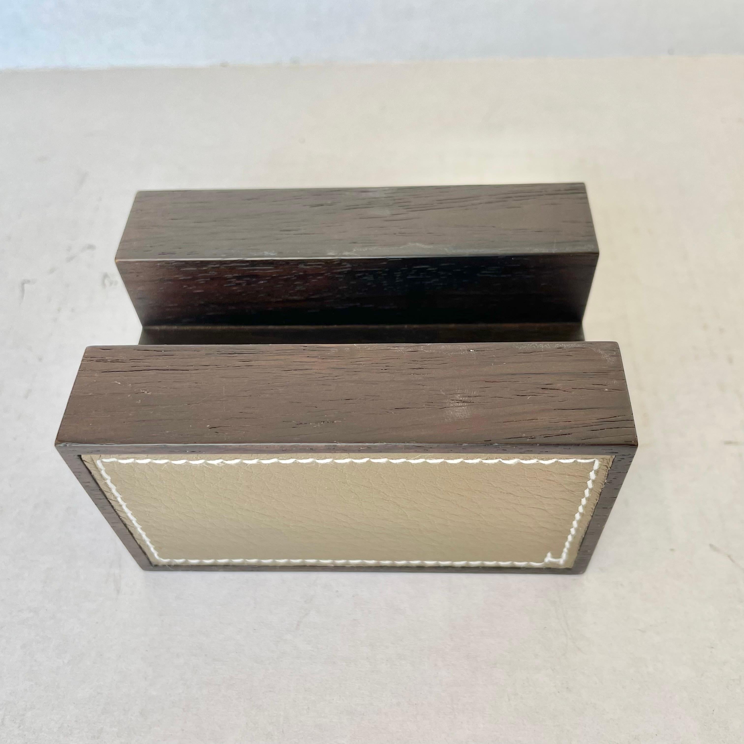 Contemporary Hermes Wood and Leather Business Card Holder, 2000s France For Sale