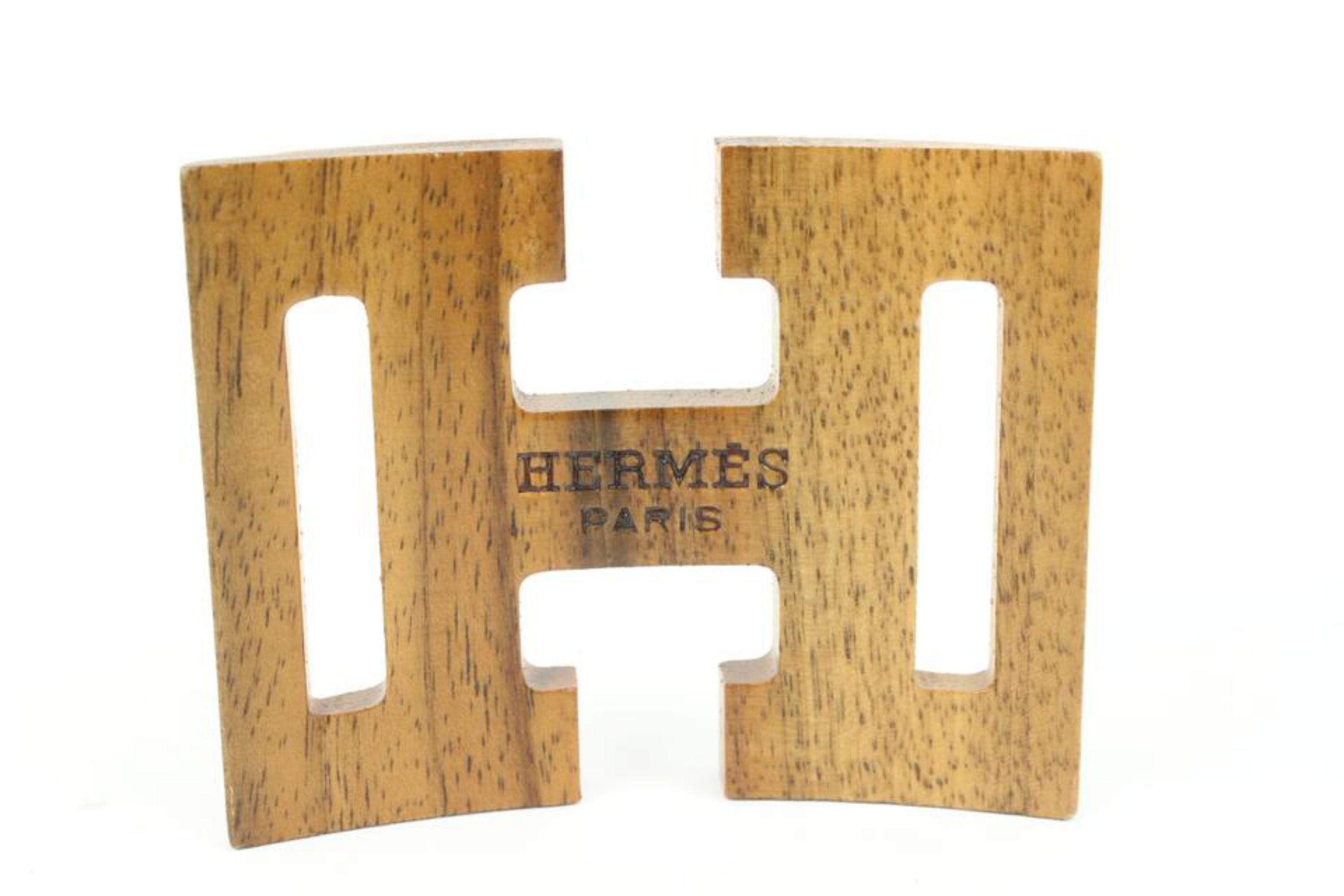 Marron Hermès Wood H Logo Scarf Ring 22h413s en vente