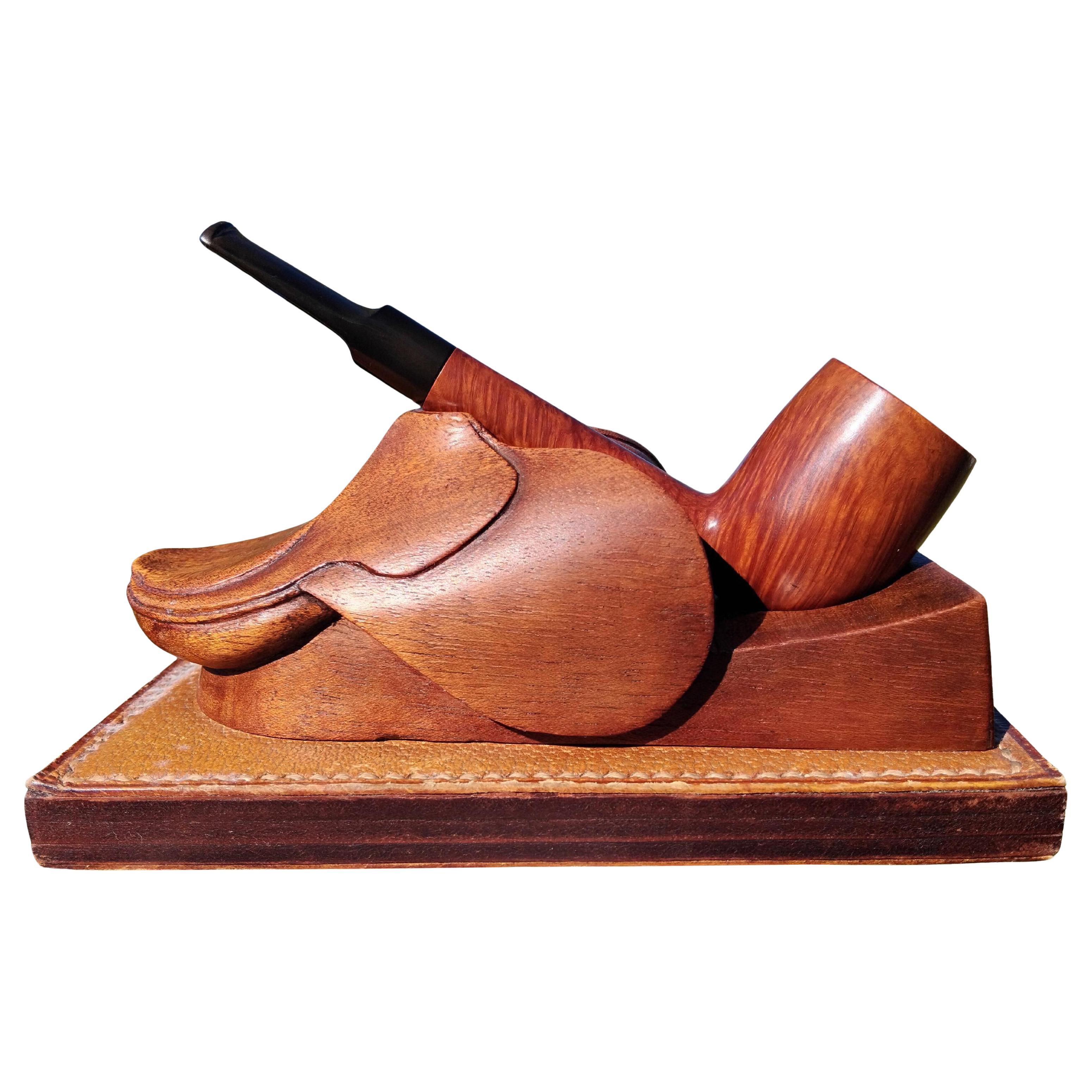 Hermès Wood Set Pfeife und Pfeifenhalter Briefbeschwerer Pferd Sattel Rodeo Texas (Grau) im Angebot