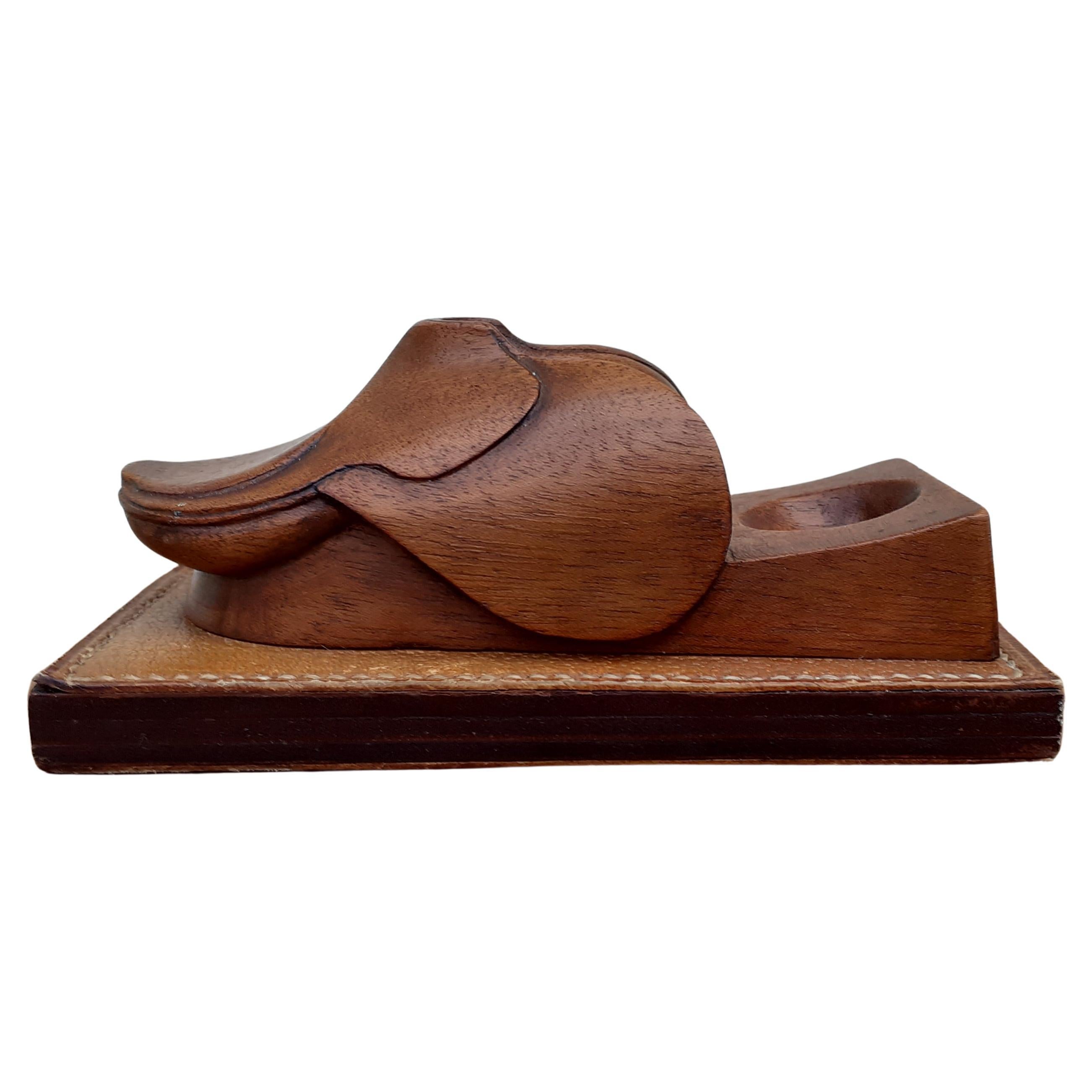 Hermès Wood Set Pfeife und Pfeifenhalter Briefbeschwerer Pferd Sattel Rodeo Texas im Angebot 11