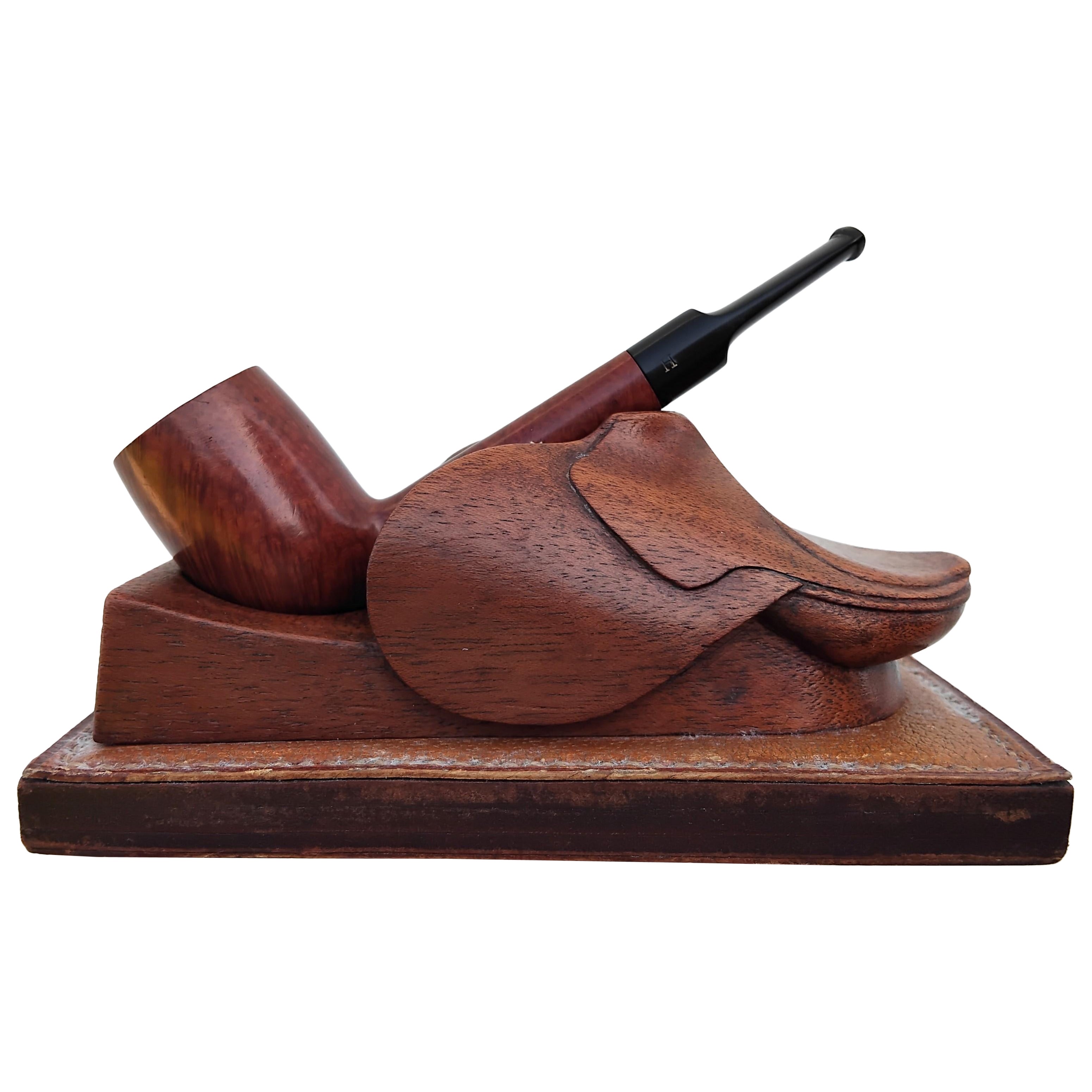 Hermès Wood Set Pfeife und Pfeifenhalter Briefbeschwerer Pferd Sattel Rodeo Texas im Angebot