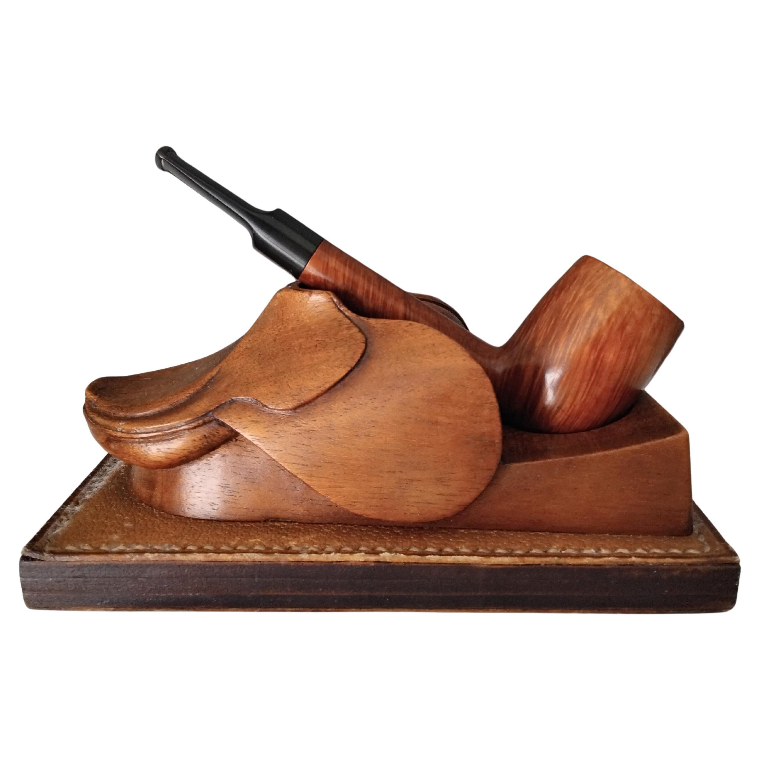 Hermès Wood Set Pfeife und Pfeifenhalter Briefbeschwerer Pferd Sattel Rodeo Texas im Angebot 4