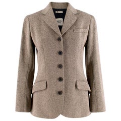 Hermes Wool & Cashmere Herringbone Blazer - Size US 4