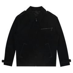 Hermes Wool & Cotton Blend Jacket With Leather Trims