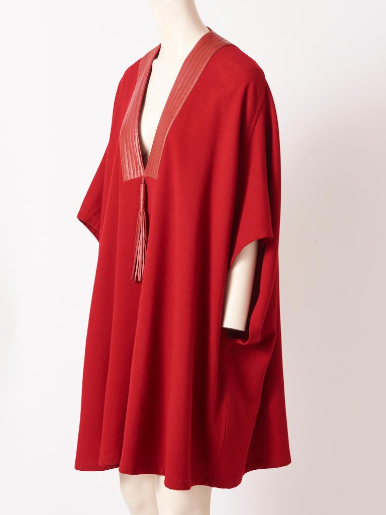 Hermès, red, wool poncho (