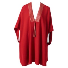 Hermès Wool  "Robe Tunique" with Leather and Tassel Detail