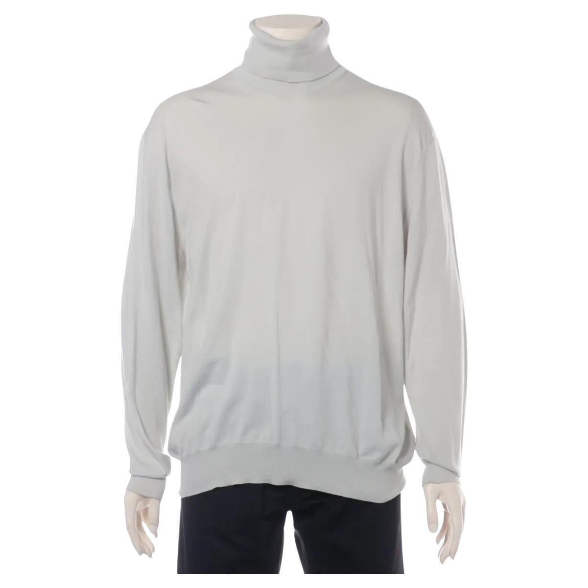 Tricot à col roulé en laine Hermès Gris Light en vente