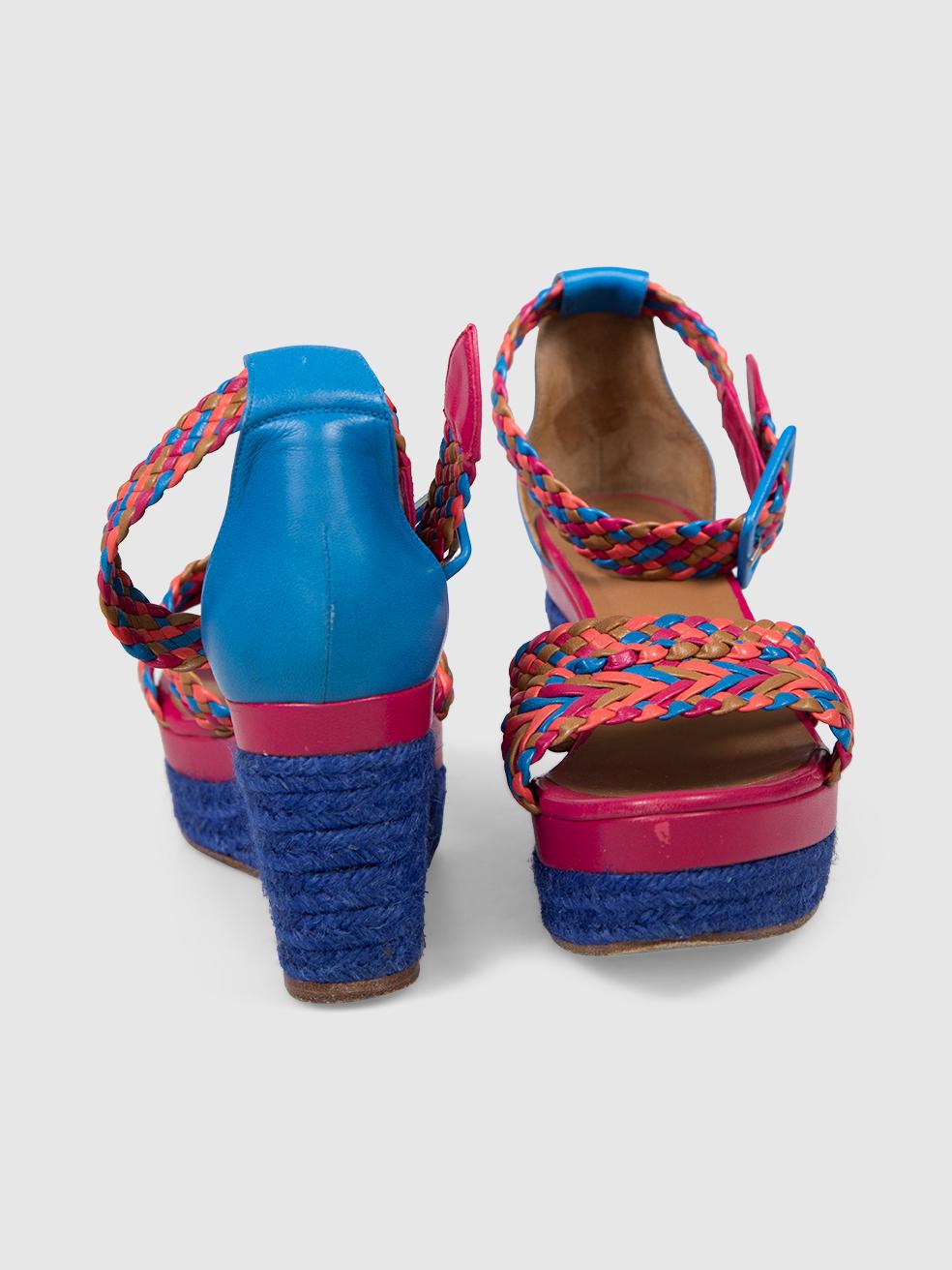 Hermès gewebte Plateau-Keilsandalen Größe IT 37 (Grau) im Angebot