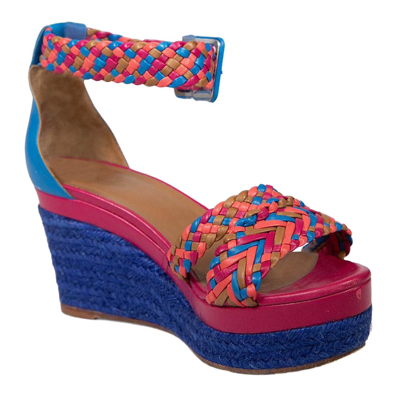 Hermès Woven Platform Wedge Sandals Size IT 37 For Sale
