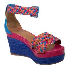 Hermès Woven Platform Wedge Sandals Size IT 37