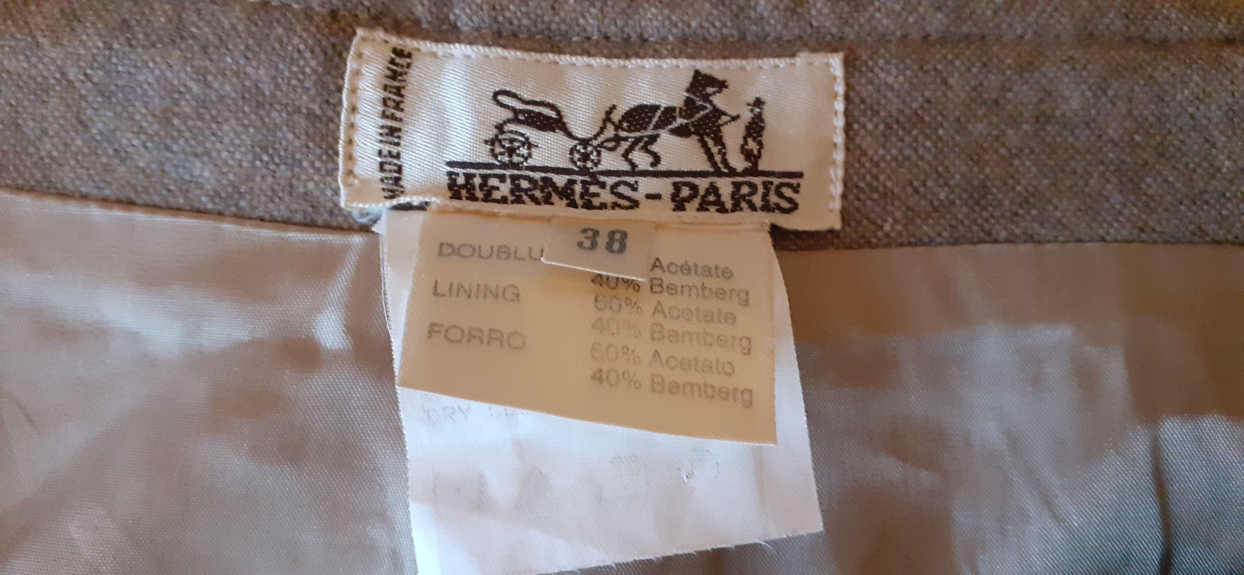Hermès - Jupe portefeuille en soie et cachemire, taille 36 en vente 9