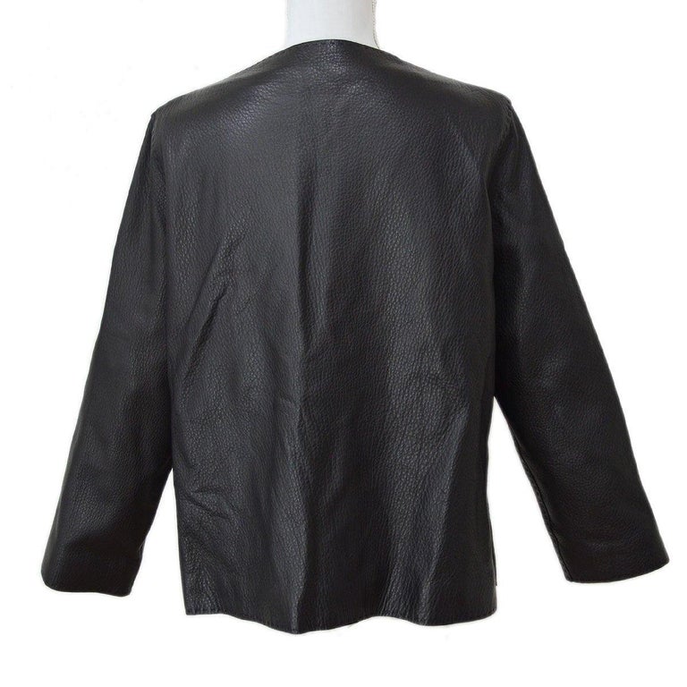 HERMES x Martin Margiela Black 'H' Leather Women's Coat Jacket For Sale 1