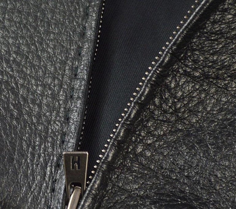 HERMES x Martin Margiela Black 'H' Leather Women's Coat Jacket For Sale 2