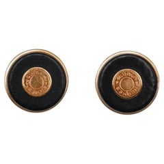 Hermes XL Clou De Selle Earrings in Black Leather