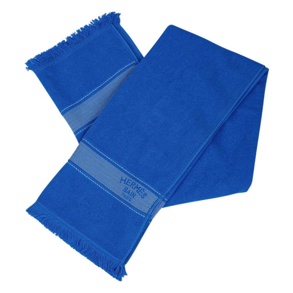 Blue Hermes Yachting Beach Towel Bleu Mediterranee Small Model