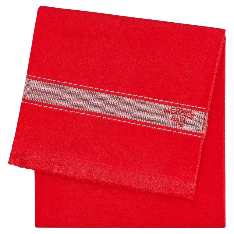 Hermes Yachting Beach Towel, Large Model, Cotton Red For Sale at 1stDibs