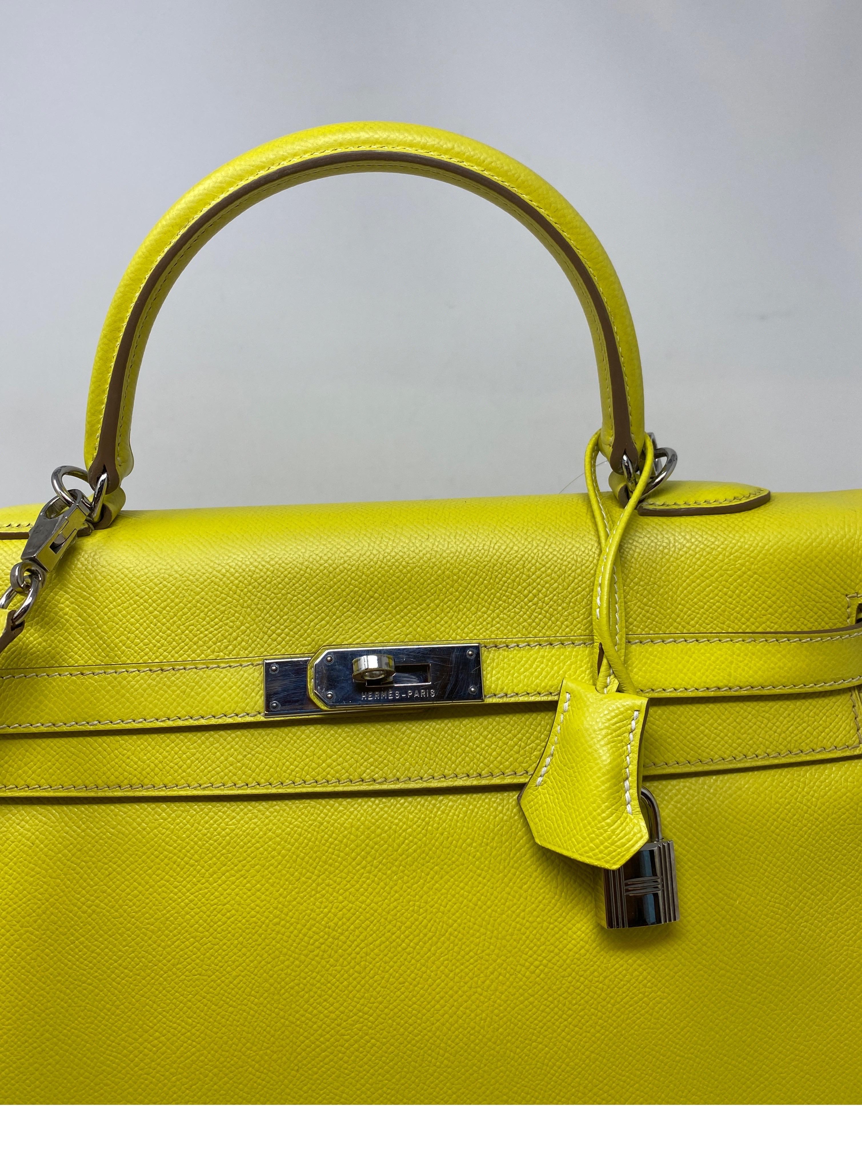 Hermes Yellow 35 Kelly Bag  3