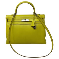 Hermes Yellow 35 Kelly Bag