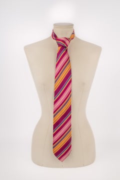 Hermès Yellow and Pink Silk Tie