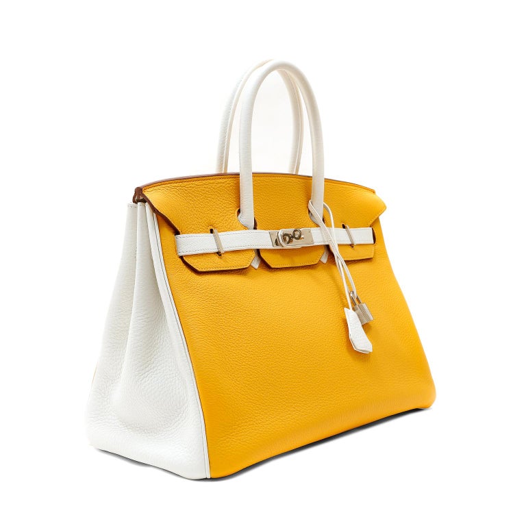 Hermès - Authenticated Birkin 35 Handbag - Ostrich Yellow for Women, Good Condition