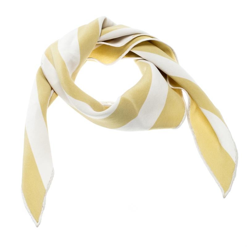 A beautifully designed scarf form the house of Hermes adds grace to your feminine look. This yellow scarf will fit in your casual repertoire all round the year.

Includes: The Luxury Closet Packaging

The Luxury Closet is an elite luxury reseller