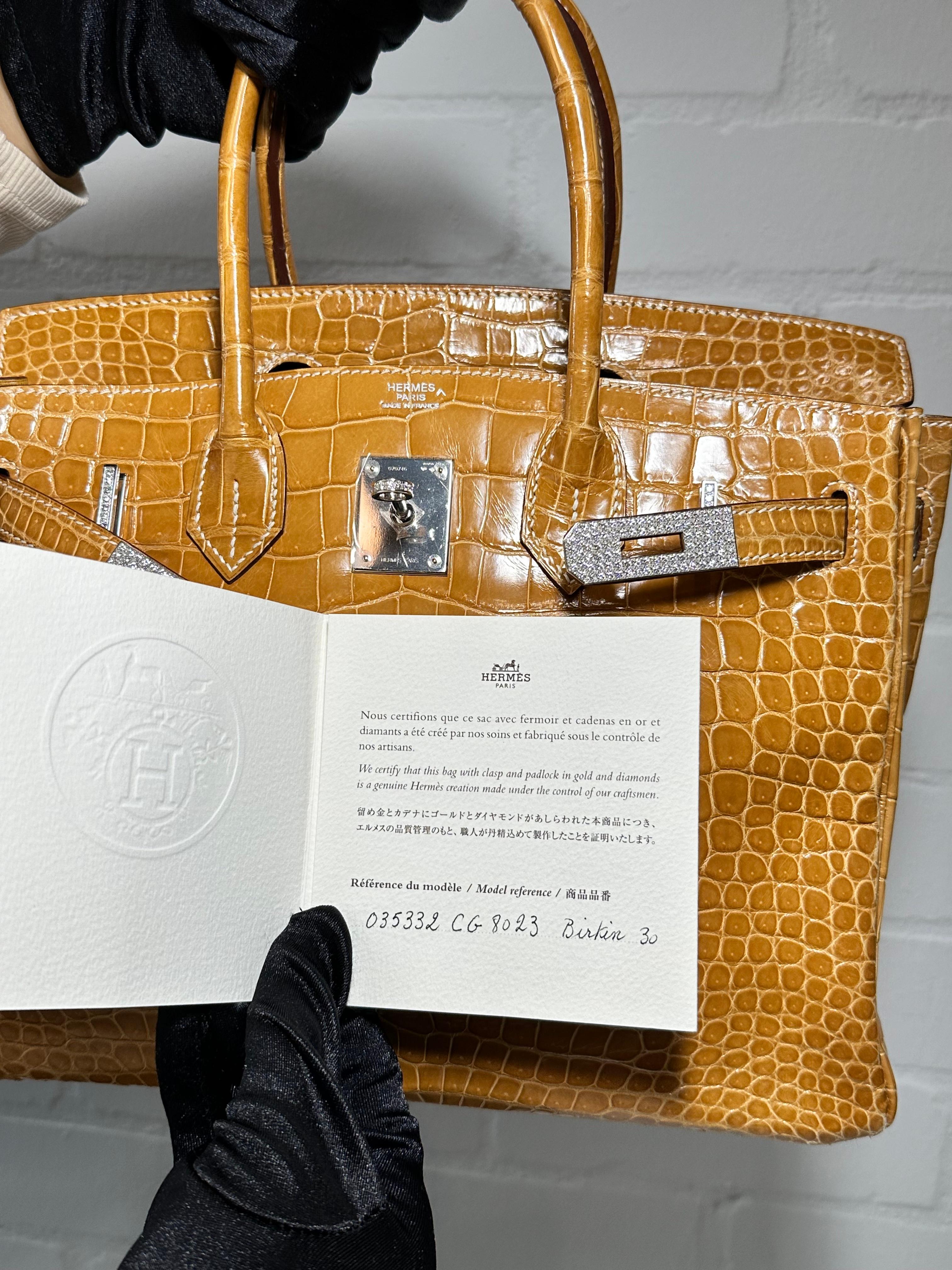 Hermès Birkin 30 jaune avec diamants  en vente 9