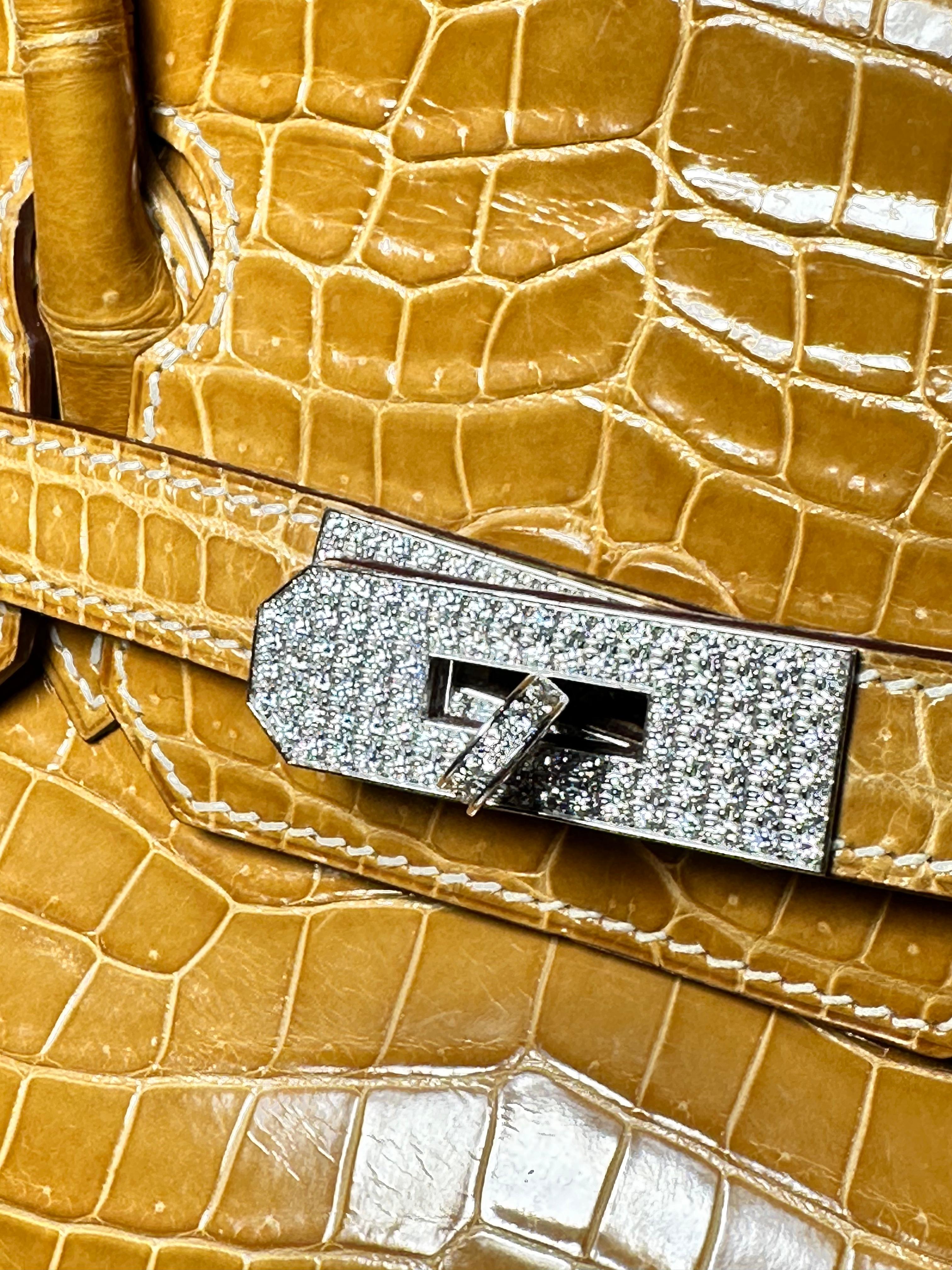 Hermès Birkin 30 jaune avec diamants  en vente 3