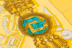 Hermès Yellow Blue Aztec Silk Scarf