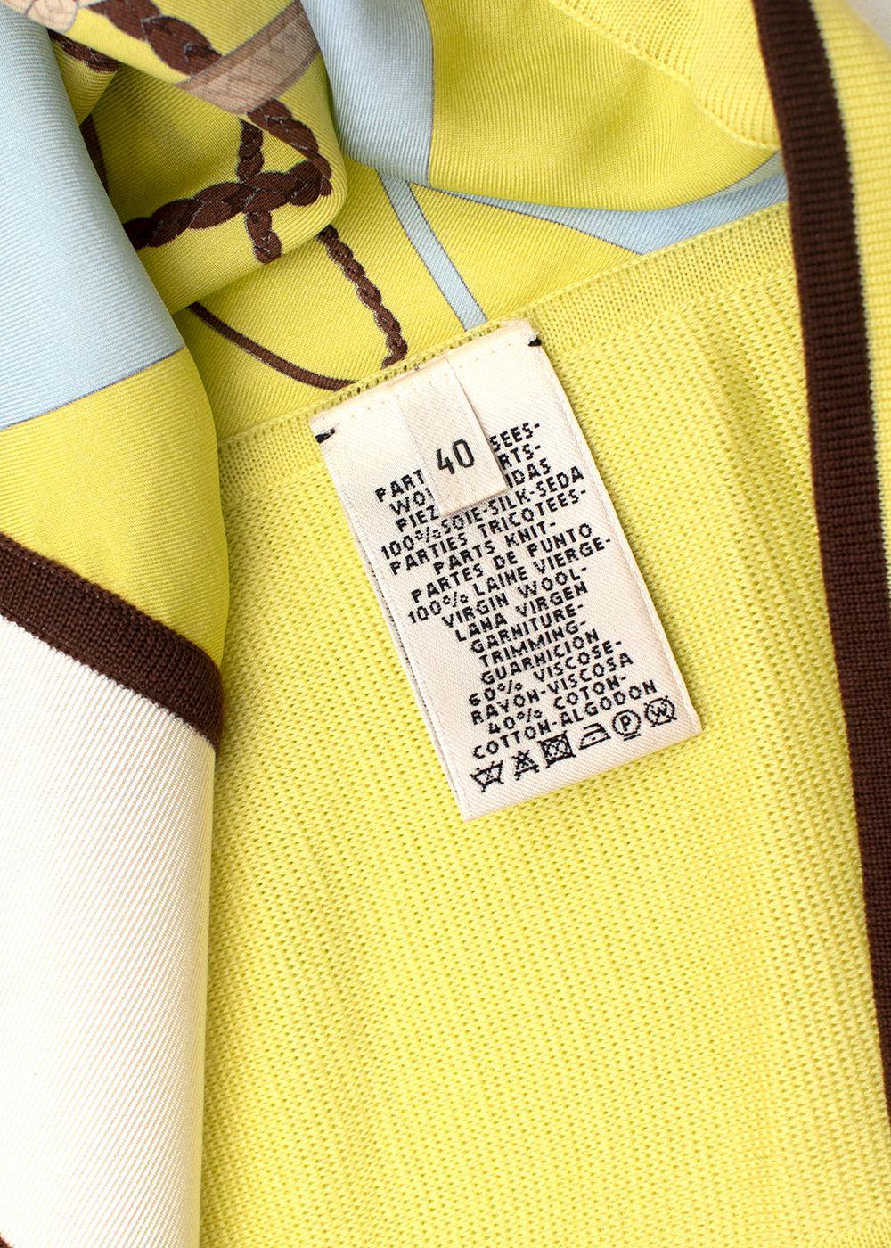 Women's Hermes Yellow & Blue Equestrian Print Silk & Knit Vest - Size 6US For Sale