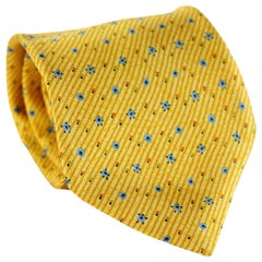 Hermes Yellow Blue Silk Tie 7945 MA