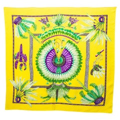 Hermès Yellow Brazil Plisse Silk Scarf