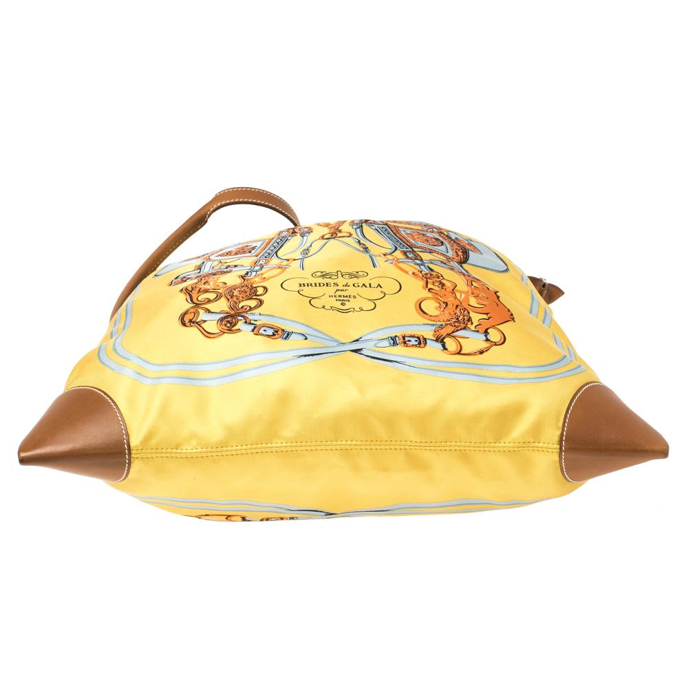Women's Hermès Yellow Brides de Gala Silk and Leather MM Silky City Bag