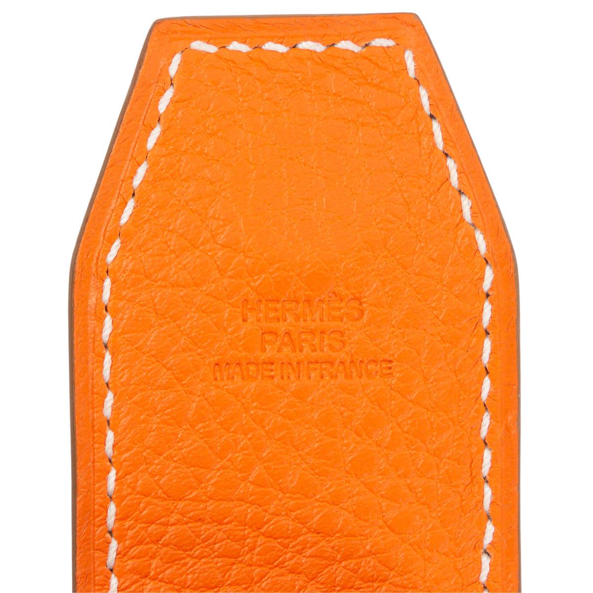 HERMES yellow & brown leather AT'H SET OF 2 MAGNETS Money Clip Lime /Gold In New Condition In Zürich, CH