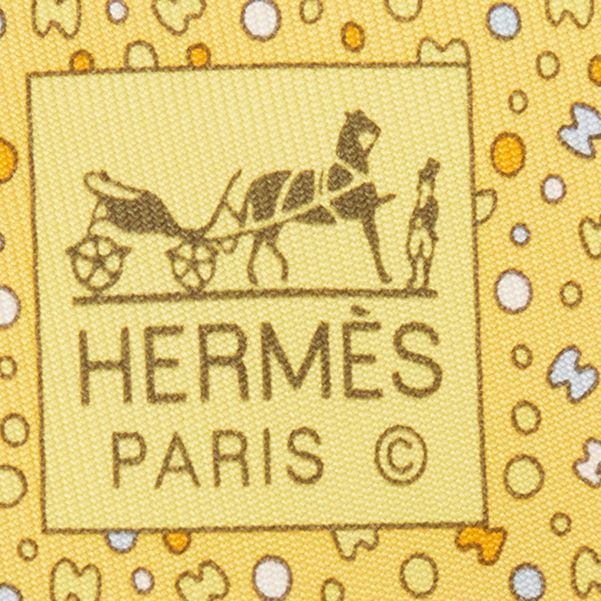 Hermès Yellow Bubble H Printed Silk Slim Tie 2