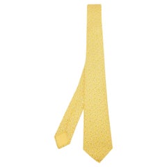 Hermes Yellow Bubble H Printed Silk Slim Tie