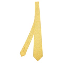 Cravate fine en soie imprimée Bubble H jaune Hermès