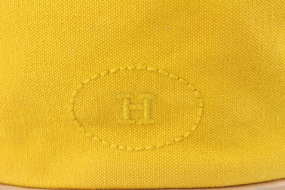 Hermès Sac à dos Polochon Mimile en toile jaune avec cordon de serrage 913her18 en vente 4