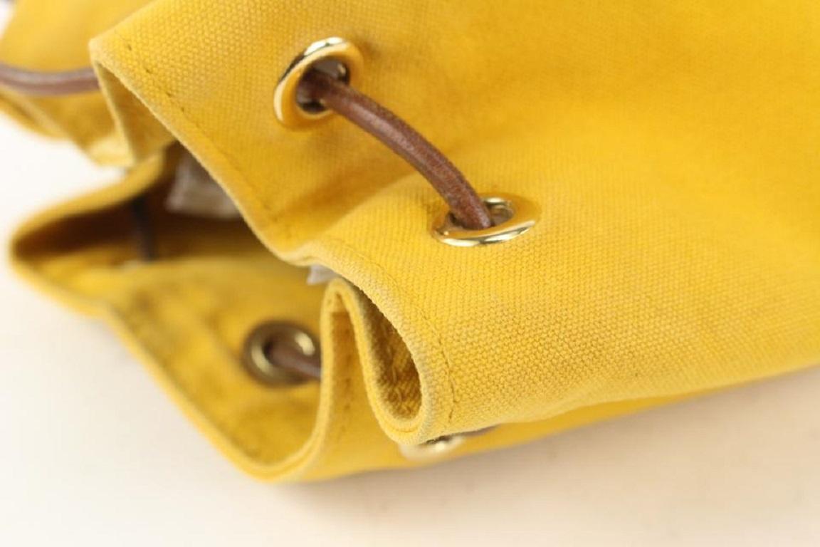 Hermès Yellow Canvas Sac Polochon Mimile Drawstring Backpack 913her18 For Sale 4