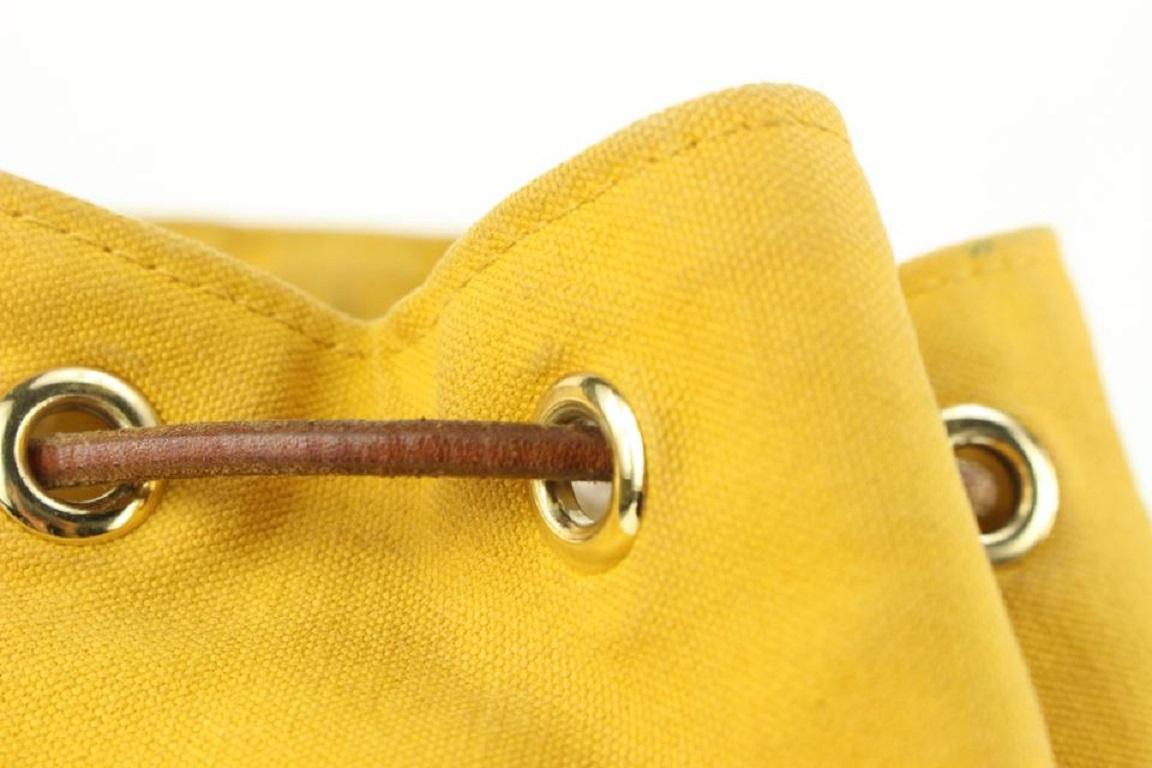 Hermès Sac à dos Polochon Mimile en toile jaune avec cordon de serrage 913her18 en vente 6