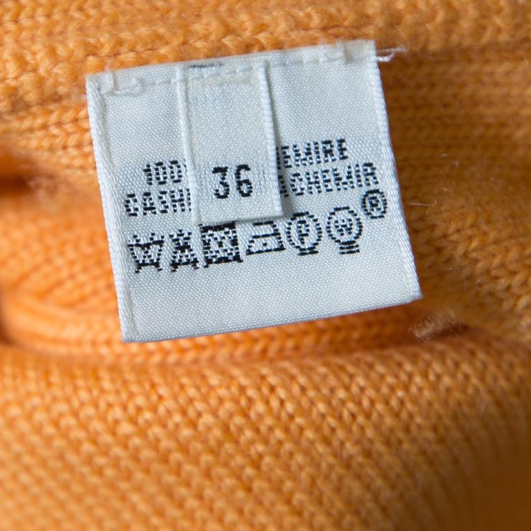 Hermes Yellow Cashmere Short Sleeve Sweater S For Sale at 1stDibs