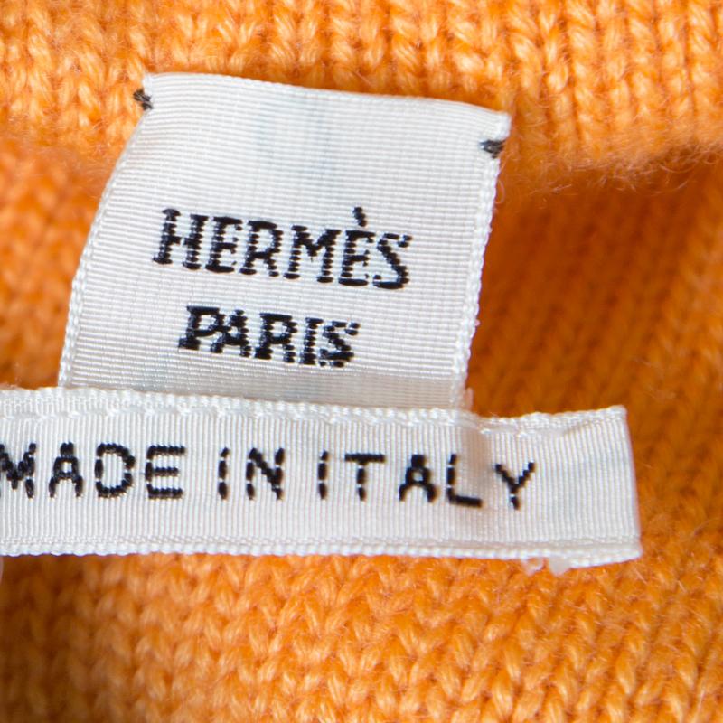 Hermes Yellow Cashmere Short Sleeve Sweater S 1