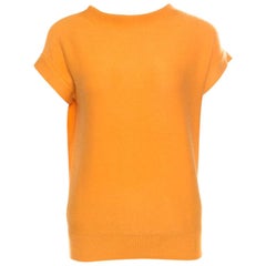 Hermes Yellow Cashmere Short Sleeve Sweater S