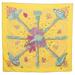 Hermès Yellow Chemins de Corail Silk Scarf