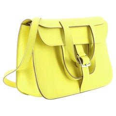 Hermes Yellow Clemence Leather Halzan 31 Handbag