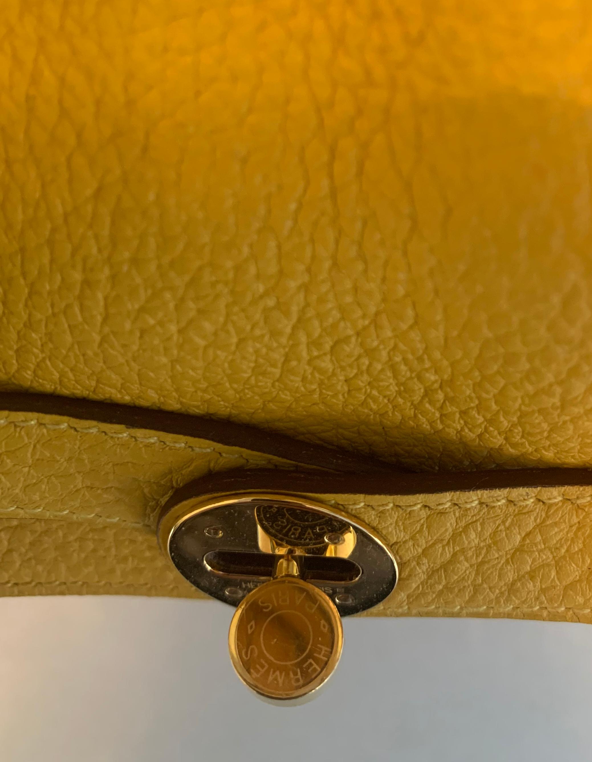 Hermes Yellow Clemence Leather Lindy 30cm Bag 6