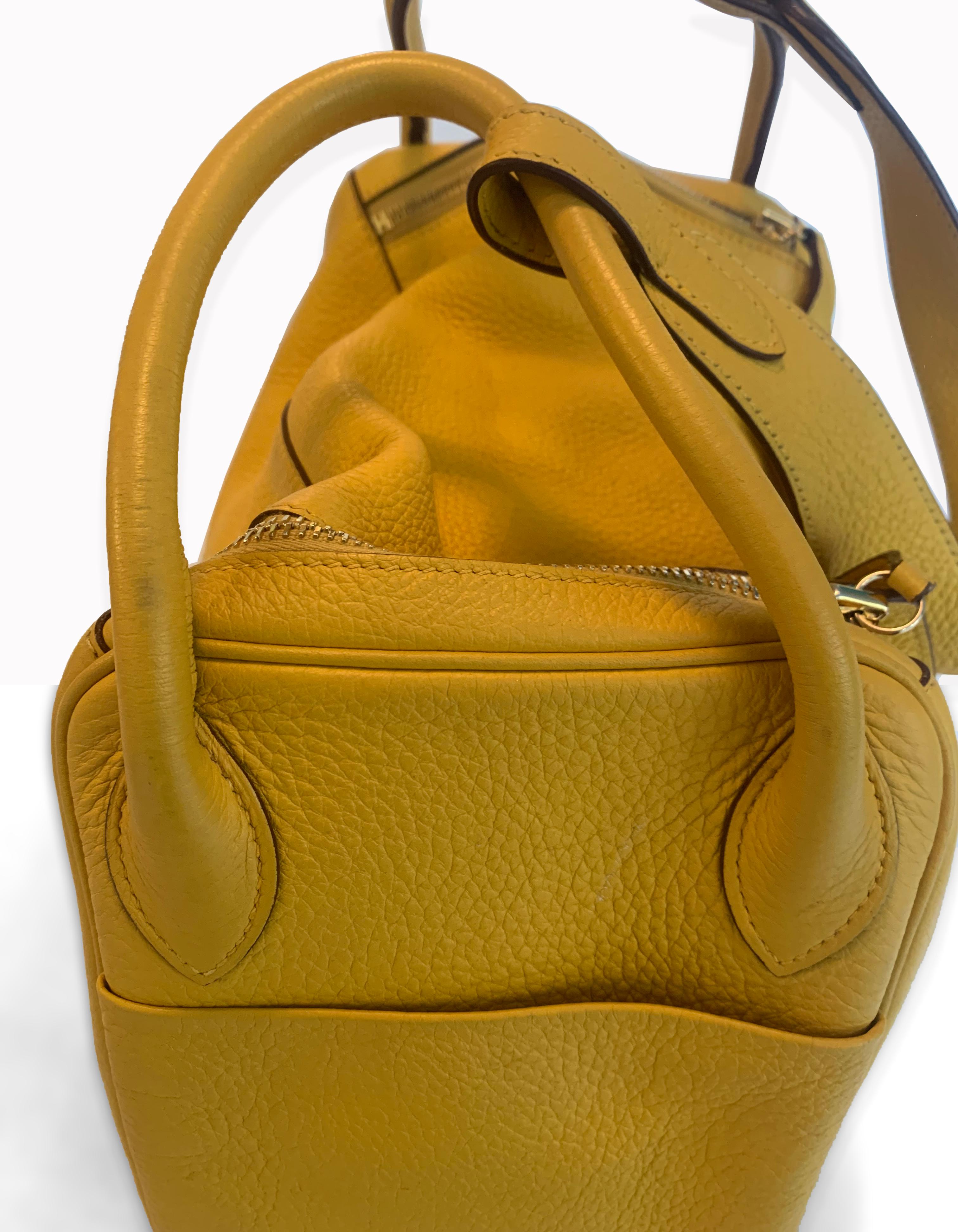 Hermes Yellow Clemence Leather Lindy 30cm Bag 1