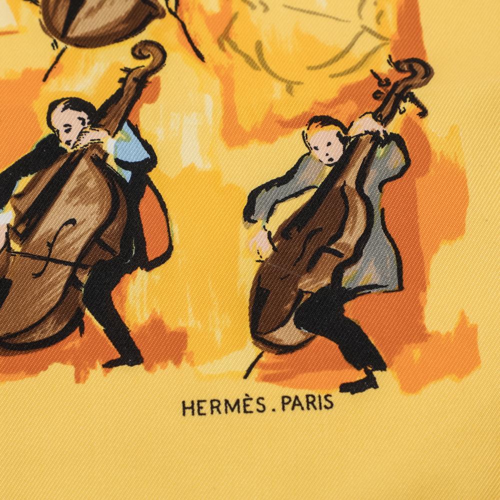 Hermes Yellow Concerto Gavroche Silk Square Scarf In Excellent Condition In Dubai, Al Qouz 2