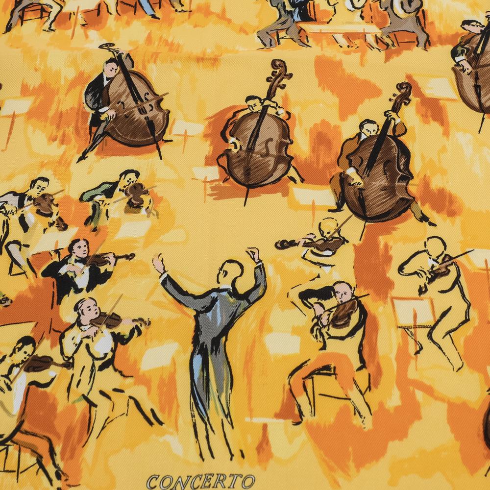 Women's Hermes Yellow Concerto Gavroche Silk Square Scarf