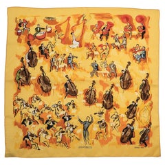 Hermes Yellow Concerto Gavroche Silk Square Scarf