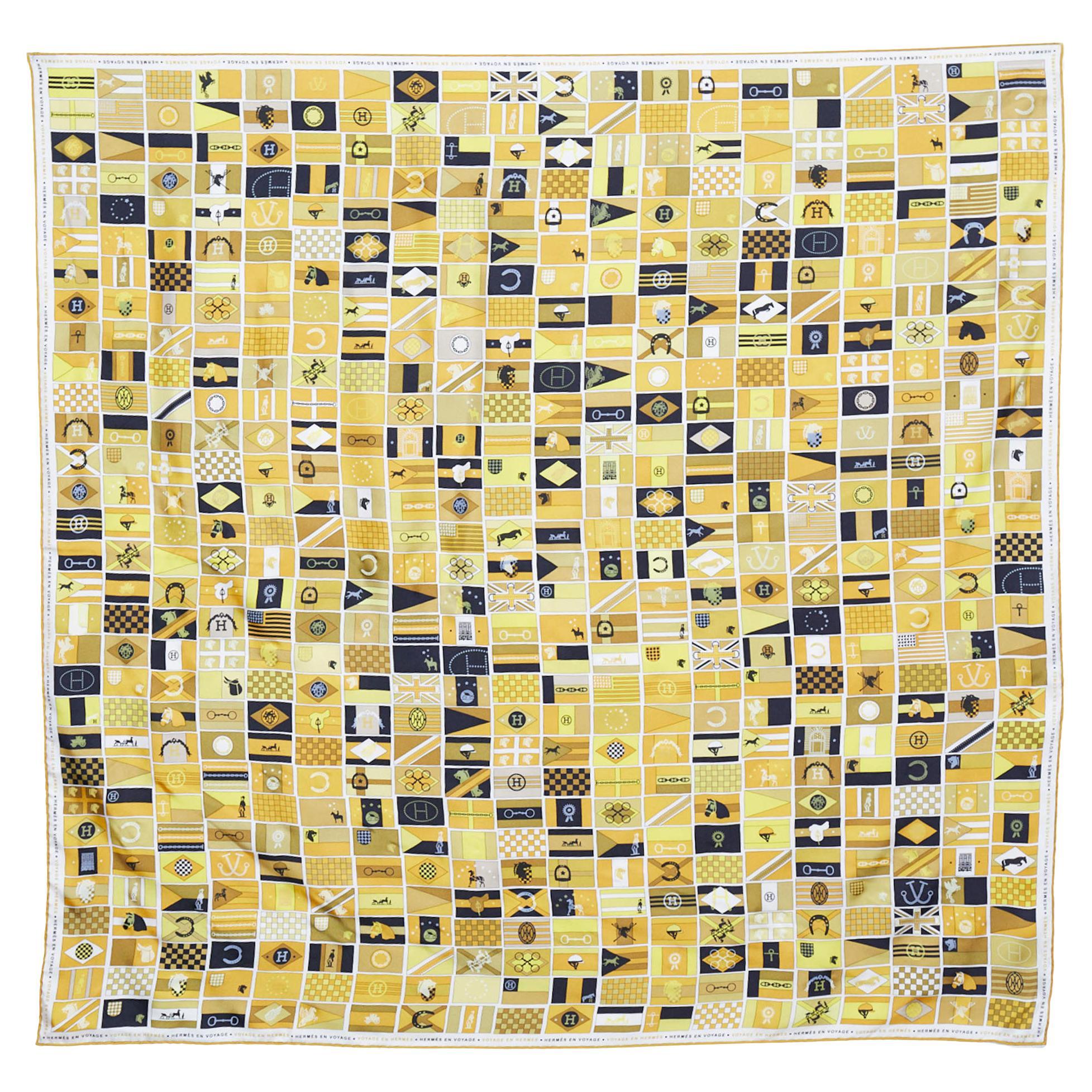 HERMES Carre 90 Le Timbalier Timpanist silk scarf black
